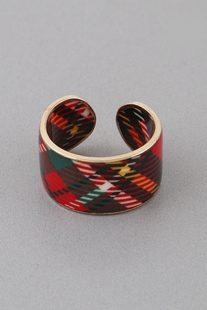 Classic Plaid Pattern Open Ring
