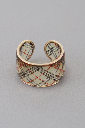 Clear Plaid Pattern Open Ring