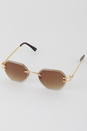Rimless Gold Accented Sunglasses