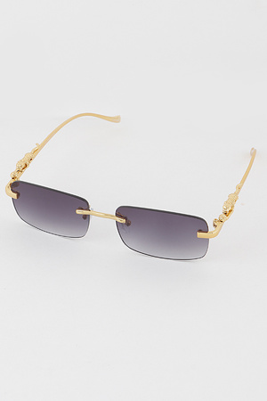 Rimless Cheetah Rectangular Sunglasses
