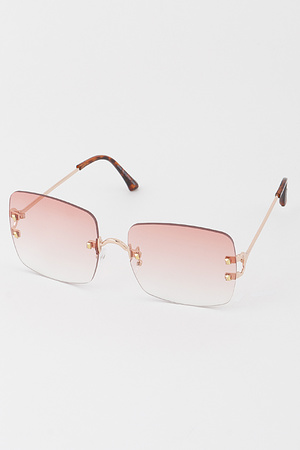 Rimless Ombré Square Sunglasses