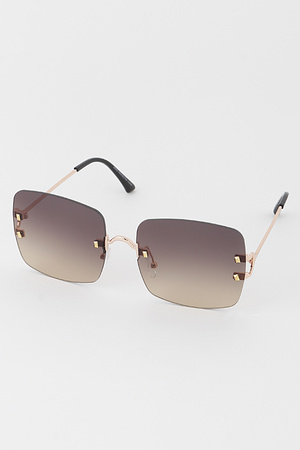 Rimless Ombré Square Sunglasses