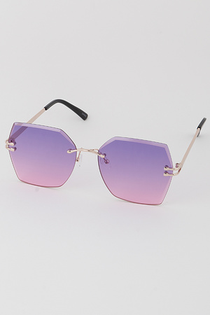 Rimless Geometric Cat Eye Sunglasses