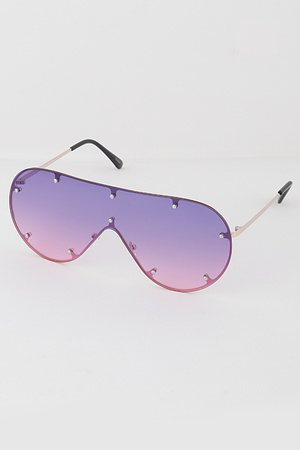 Rounded Stud Shield Sunglasses