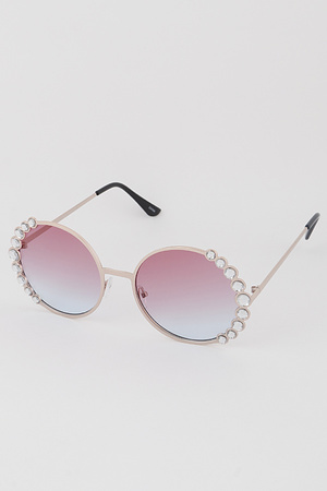 Side Jewel Round Sunglasses