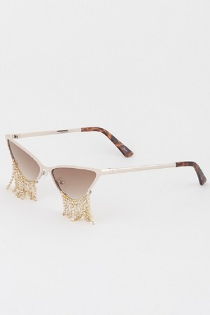 Rhinestone Drop Cateye Sunglasses