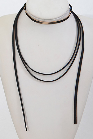 Multi Layer Thin Choker Necklace With Bar