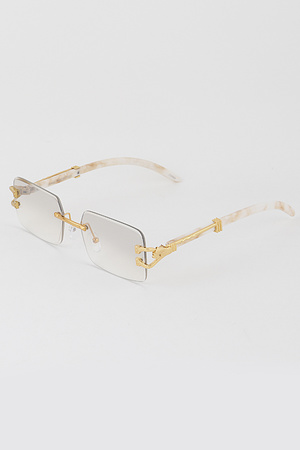 Rimless Tinted Square Sunglasses