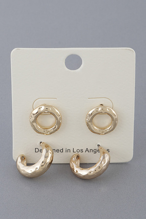 Hammered Shiny Earrings Set
