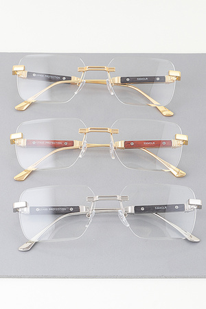 Wood Pillar Rimless Optical Glasses