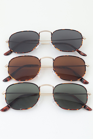 Ribbed Tortoise Box Tinted Sunglasses