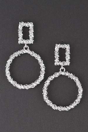 Glittered Open Cut Round Drop  Earring
