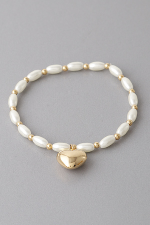 Beaded Heart Charm Bracelet