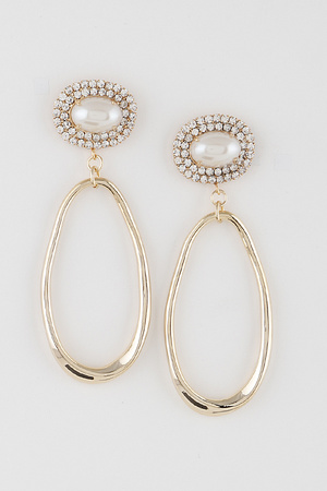 Jeweled Oval Drop Earrings