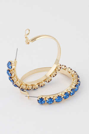 Half Jeweled Hoop Earrings