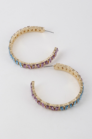 Rhinestone Inset Hoop Earrings 9EBA1.
