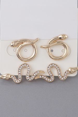 Shiny Snake Stud Earrings Set