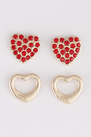 Jeweled Heart Stud Earrings