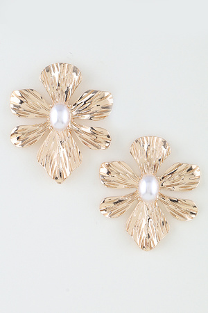 Chic Engraved Stone Flower Earrings