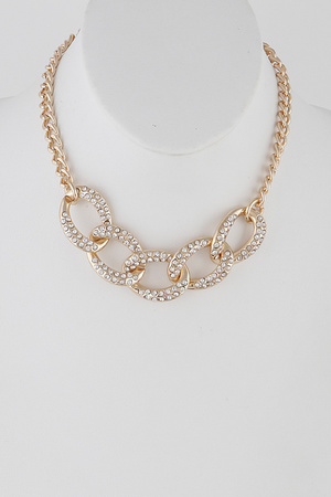 Chainlink Choker Necklace with Rhinestones