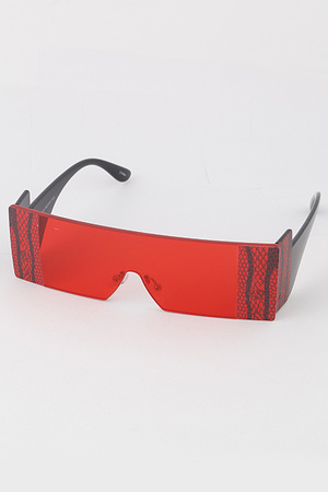Snakeskin Print Rectangular Sunglasses