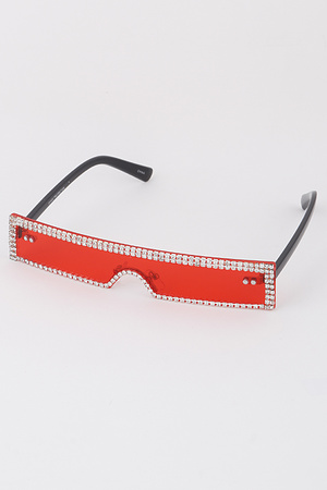 Rhinestone Lined Straight Bar Sunglasses