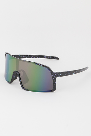 Paint Splatter Polycarbonate Shield Sunglasses