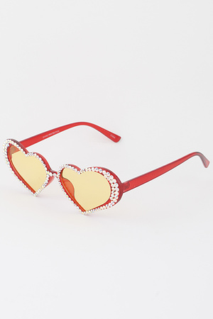 Bright Rhinestone Heart Sunglasses