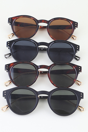 Modern Double Bolted Round Sunglasses
