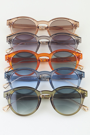 Double Bolted Pillar Round Sunglasses