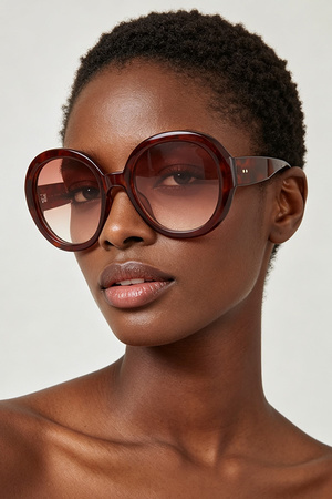 Double Bolted Modern Round Sunglasses