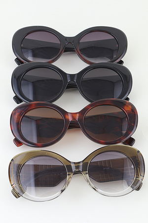 Plaid Ribbed Round Sunglasses