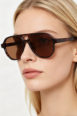 Straight Aviator Tinted Sunglasses