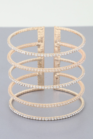 Multi Rhinestone Open Cuff Bracelet