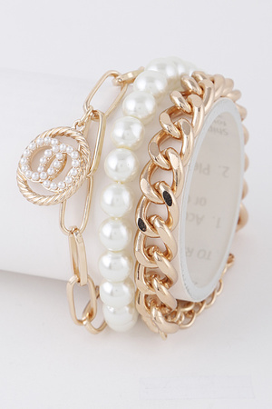 Multi Pearl N Chain Bracelets