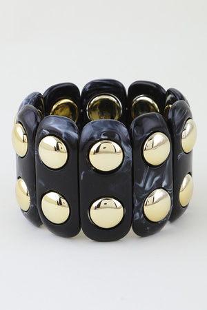 Wide Marble Stone Beaded Cuff Bracelet