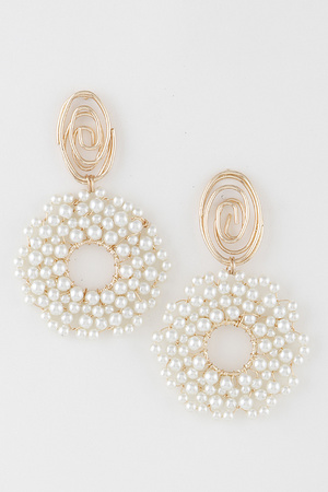 Abstract Pearl Disk Earrings
