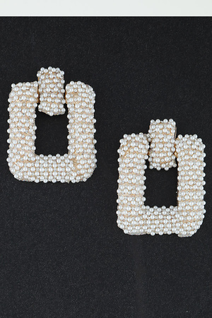 Pearl Hammered Link Chain Earrings