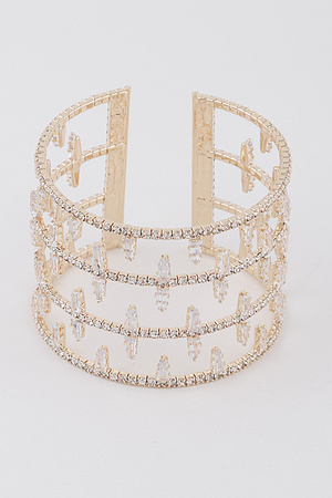 Wide Jeweled  Open Cuff Bracelet