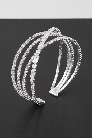Multi Crystal Laced Cuff Bracelet