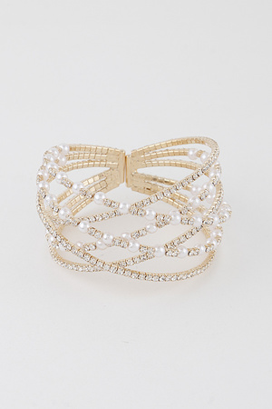 Multi Pearl Jewel Cuff Bracelet