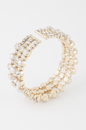 Triple Jewel N Stone Cuff Bracelet