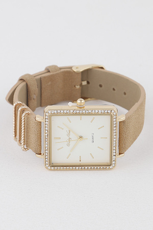 Suede Band Square Watch
