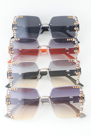 Multi Jeweled Gradient Butterfly Sunglasses