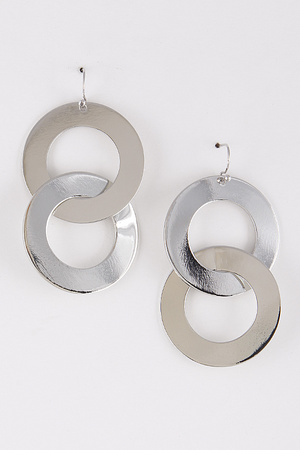 Two Linked Metallic Circle Earrings 8LAD5