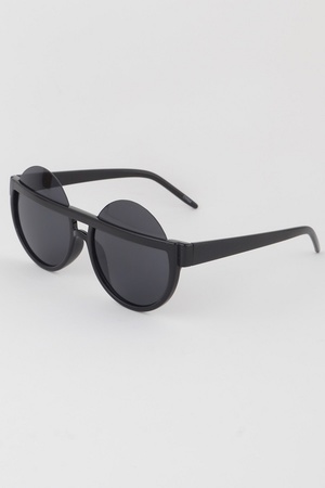 Straight Bar Frame Round Sunglasses