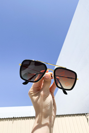 Gold Rimmed Aviator Sunglasses