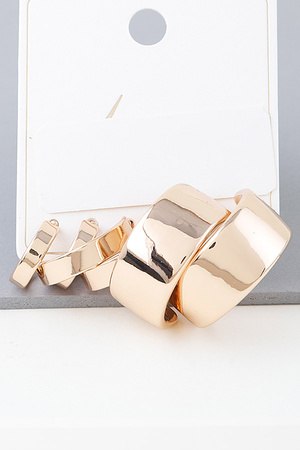 Multi Shiny Modern Hoop Earrings Set