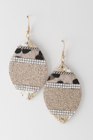 Animal Print N Glitter Drop Earrings