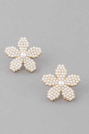 Pearl Studded Flower Earrings